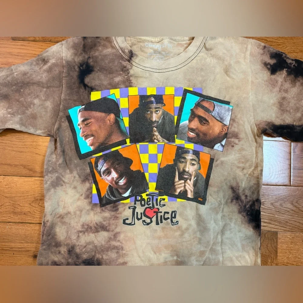 Chemistry 2Pac Poetic Justice Brown/Black Tie Dye Short Sleeve Tee - Picture 2 of 3